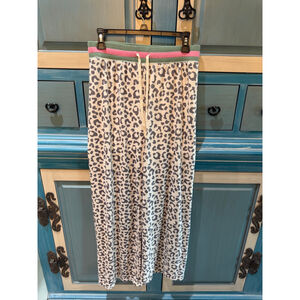 Women's P.J. Salvage Leopard Print Track Pants M Beige Gray